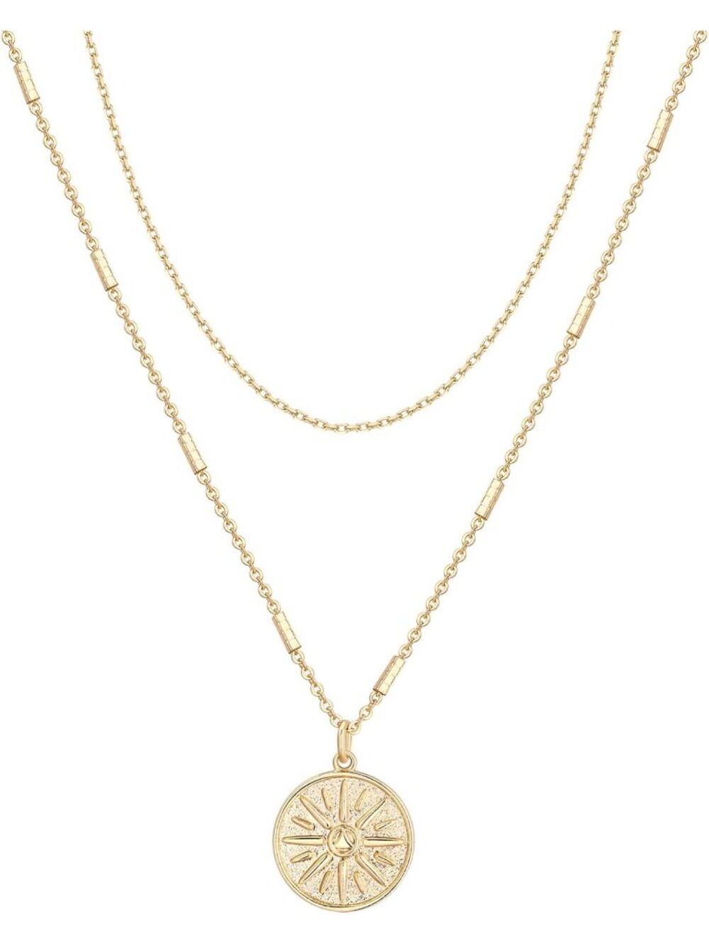 Dainty Gold Layered Necklaces for Women, 14K Plated Pendant Stack Jewelry